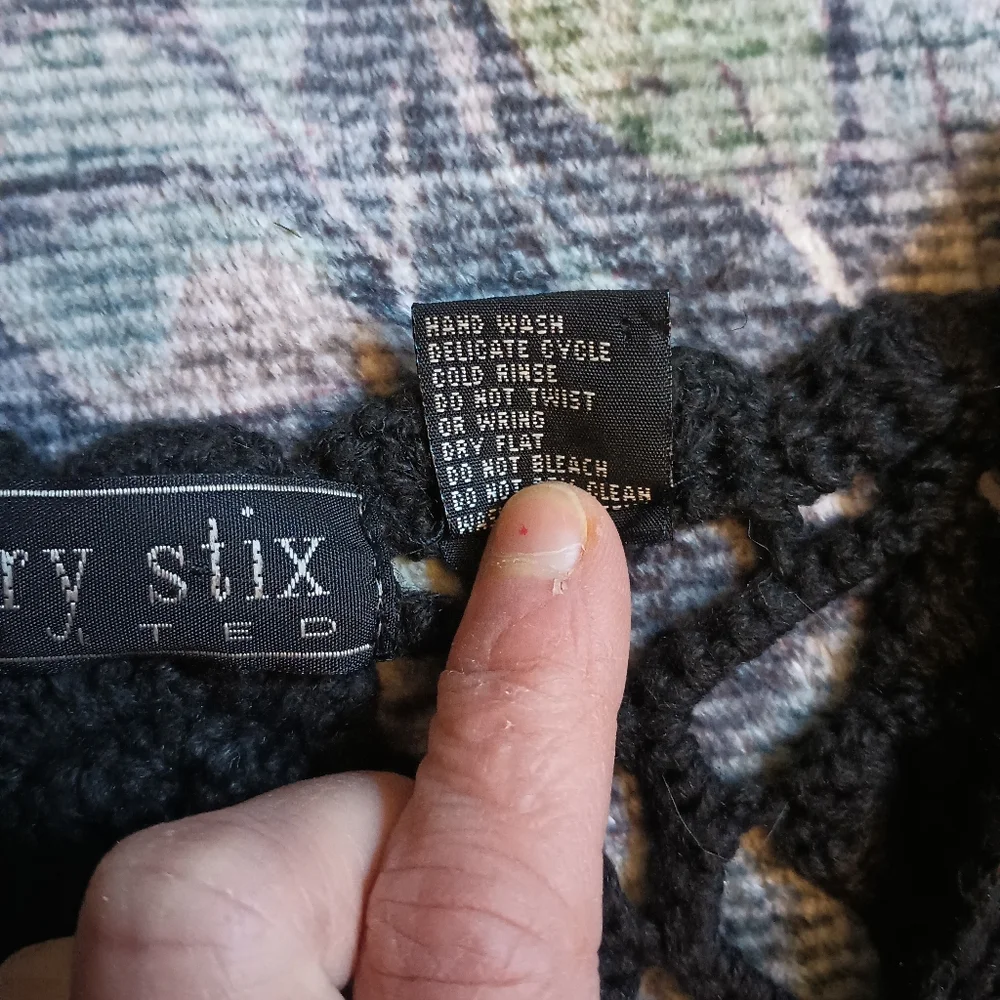 Vintage Cherry Stix Womens Crochet Button Vest OS/ S-M  Black 90s Fairy Grunge - Picture 9 of 11